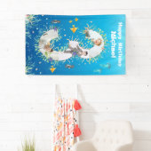 海の下の大きな3歳の誕生日フォトコラージュ 横断幕 (インサイチュ)