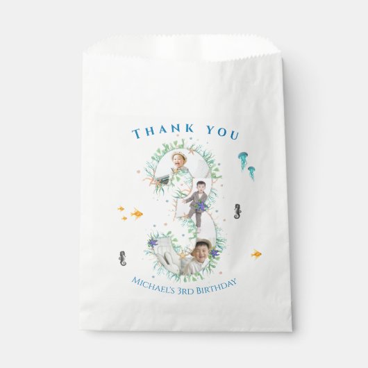 海の下の大きな3番目の写真コラージュ誕生日 フェイバーバッグ (正面)