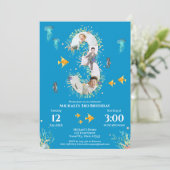 海の下の大きな3番目の写真コラージュ誕生日 招待状 (スタンド正面)