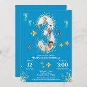 海の下の大きな3番目の写真コラージュ誕生日 招待状 (正面/裏面)