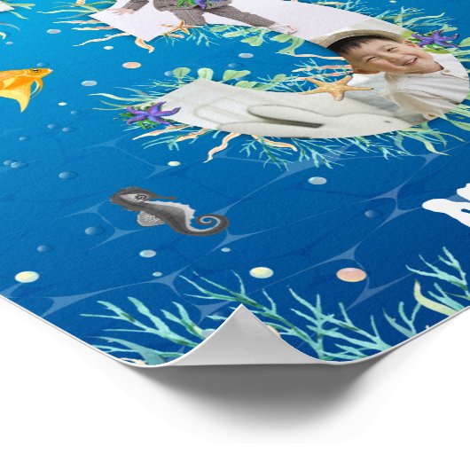 海の下の大きな3番目の誕生日の写真 ポスター (角)