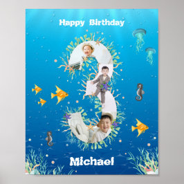 海の下の大きな3番目の誕生日の写真 ポスター