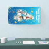 海の下の大きな4歳の誕生日フォトコラージュ 横断幕 (トレードショー)