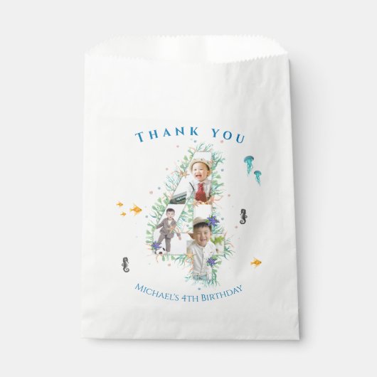 海の下の大きな4番目の写真コラージュ誕生日 フェイバーバッグ (正面)