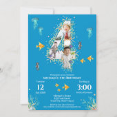 海の下の大きな4番目の写真コラージュ誕生日 招待状 (正面)