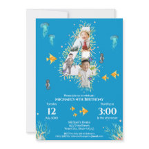 海の下の大きな4番目の写真コラージュ誕生日