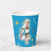 海の下の大きな4番目の誕生日写真コラージュ 紙コップ (正面)