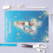 海の下の大きな4番目の誕生日写真コラージュ 薄葉紙 (クラフト)