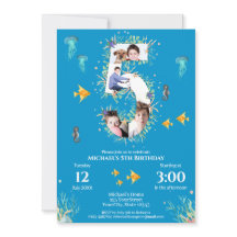 海の下の大きな5番目の写真コラージュ誕生日