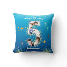 海の下の大きな5誕生日の写真コラージュ