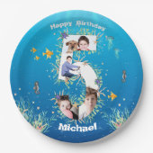 海の下の大きな5誕生日の写真コラージュ ペーパープレート (正面)