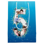 海の下の大きな5誕生日の写真コラージュ ミディアムペーパーバッグ (裏面)