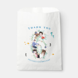 海の下の大きな6番目の写真コラージュ誕生日 フェイバーバッグ