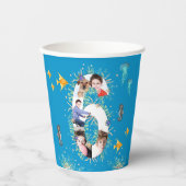 海の下の大きな6番目の誕生日写真コラージュ 紙コップ (正面)