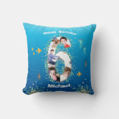 海の下の大きな6誕生日の写真コラージュ クッション (正面)