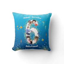 海の下の大きな6誕生日の写真コラージュ