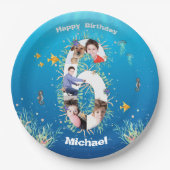 海の下の大きな6誕生日の写真コラージュ ペーパープレート (正面)