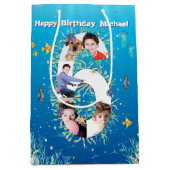 海の下の大きな6誕生日の写真コラージュ ミディアムペーパーバッグ (正面)