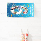 海の下の大きな6誕生日の写真コラージュ 横断幕 (インサイチュ)