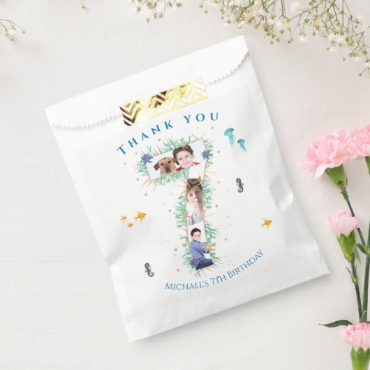 海の下の大きな7番目の写真コラージュ誕生日 フェイバーバッグ (封をした状態)