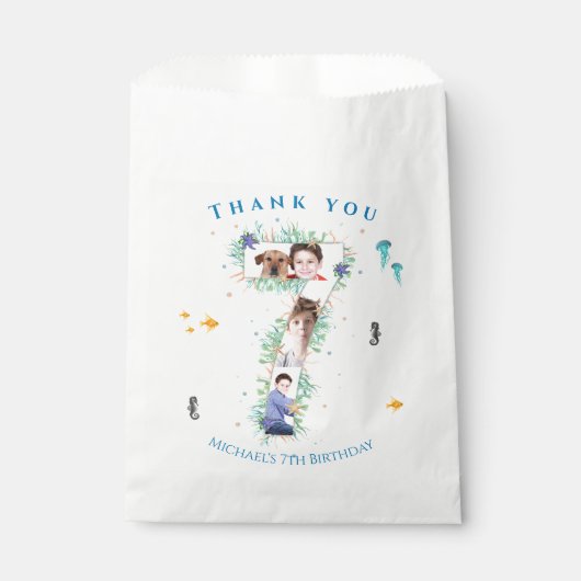 海の下の大きな7番目の写真コラージュ誕生日 フェイバーバッグ (正面)