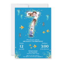 海の下の大きな7番目の写真コラージュ誕生日