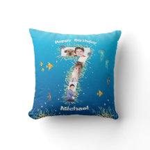 海の下の大きな7誕生日の写真コラージュ