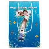 海の下の大きな7誕生日の写真コラージュ ミディアムペーパーバッグ (裏面)