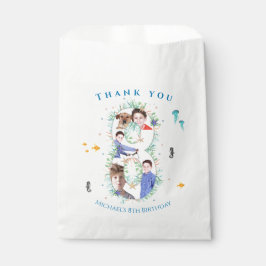 海の下の大きな8番目の写真コラージュ誕生日 フェイバーバッグ