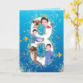 海の下の大きな8誕生日の写真コラージュ カード (黄色い花)