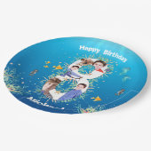 海の下の大きな8誕生日の写真コラージュ ペーパープレート (アングル)