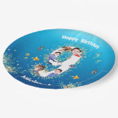 海の下の大きな9誕生日の写真コラージュ ペーパープレート (アングル)