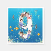 海の下の大きな9誕生日フォトコラージュ スタンダードカクテルナプキン (正面)