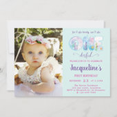 海の下の女の子の最初の誕生日かわいらし 招待状 (正面)