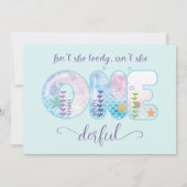 海の下の女の子の最初の誕生日かわいらし 招待状 (裏面)