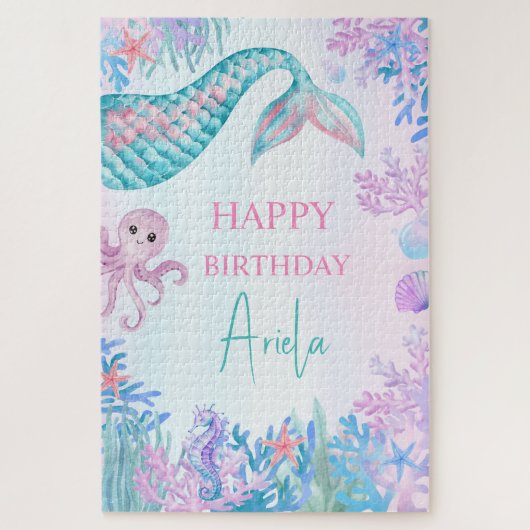 海の下の女の子マーメイドBashの最初の誕生日 ジグソーパズル (縦)