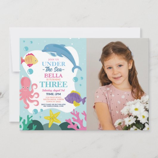 海の下の女の子THREE海ドルフィンフォト3rd 招待状 (正面)