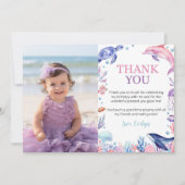 海の下の子供の誕生日写真ありがとうカード サンキューカード (正面)