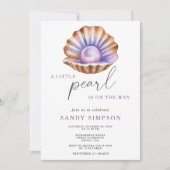 海の下の小さなパール ベビーシャワー 招待状 (正面)