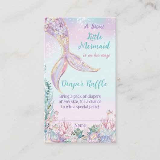 海の下の小さな人魚おむつラッフルベビー エンクロージャーカード (正面)