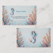 海の下の小さな人魚の赤ちゃんシャワーおむつラッフル エンクロージャーカード (正面/裏面)