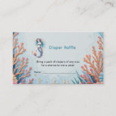 海の下の小さな人魚の赤ちゃんシャワーおむつラッフル エンクロージャーカード (正面)