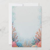 海の下の小さな人魚の赤ん坊のシャワー水色 招待状 (裏面)