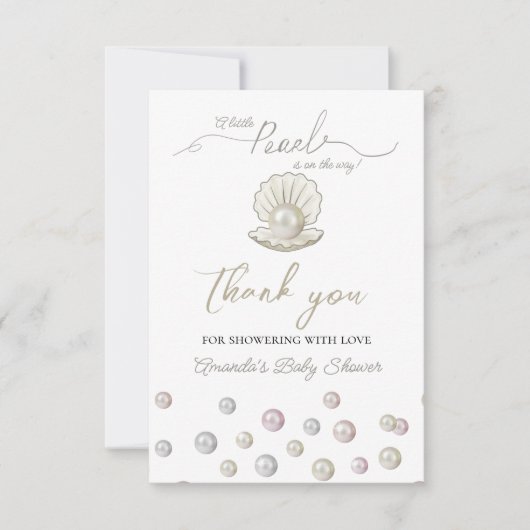 海の下の小さな真珠の真珠の赤ちゃんシャワー サンキューカード (正面)