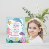 海の下の少女たち 四大海洋イルカの写真 4歳 招待状 (スタンド正面)