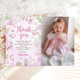 海の下の少女の誕生日パーティーの写真 サンキューカード