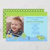 海の下の少年カスタム誕生日招待状 招待状 (正面/裏面)