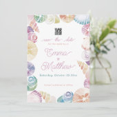 海の下の幻想的な水彩写真とQR セーブザデート (スタンド正面)