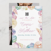 海の下の幻想的な水彩写真とQR セーブザデート (正面/裏面)