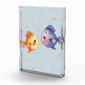 海の下の恋 – かわいい水彩画の魚のカップル フォトブロック (右)